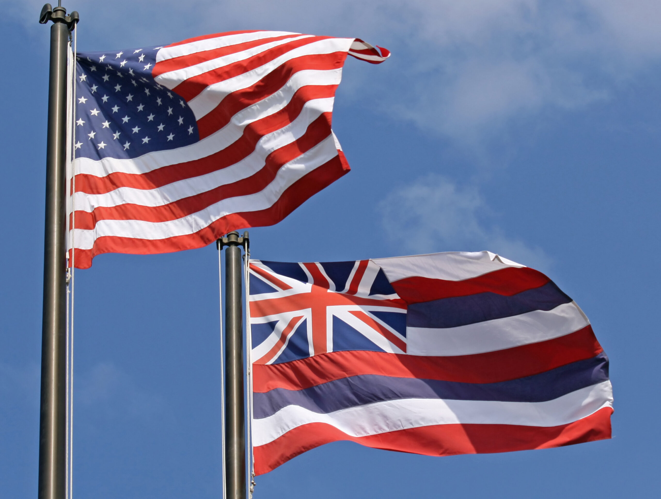 Flags of Hawaii and USA